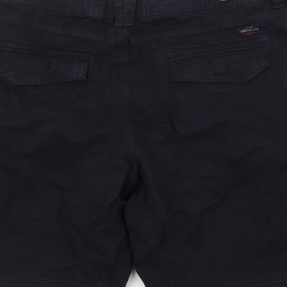 SoulCal&Co Mens Black  Cotton Cargo Shorts Size 3XL L10 in Regular Button