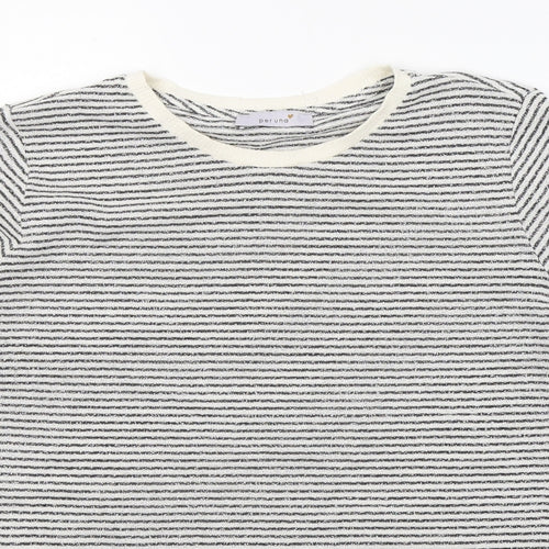 Per Una Womens White Striped Polyester Basic T-Shirt Size 18 Round Neck - Lace Detail