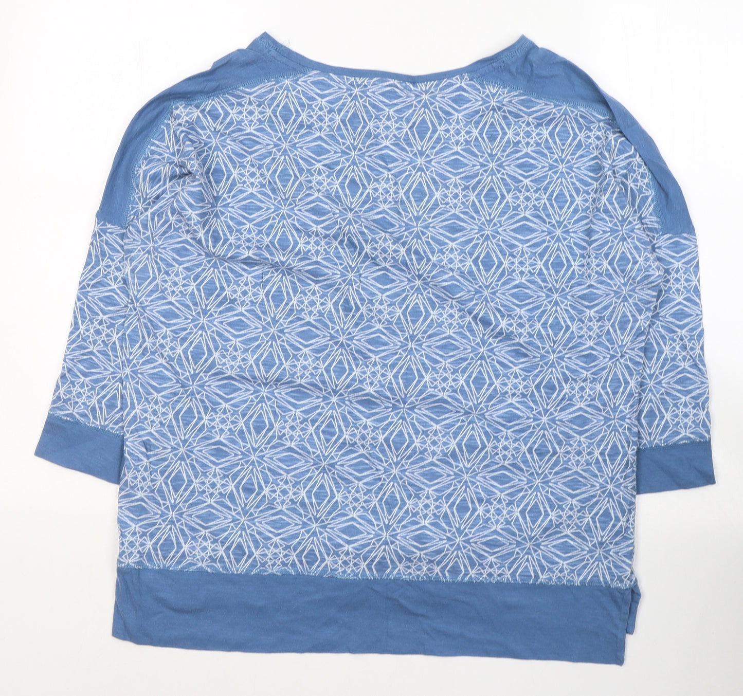 NEXT Womens Blue Geometric Cotton Jersey T-Shirt Size 12 Round Neck
