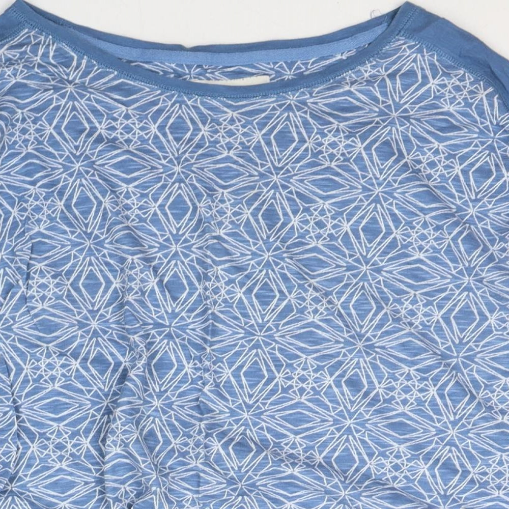 NEXT Womens Blue Geometric Cotton Jersey T-Shirt Size 12 Round Neck