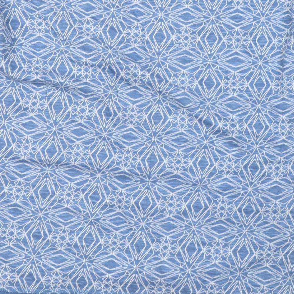 NEXT Womens Blue Geometric Cotton Jersey T-Shirt Size 12 Round Neck