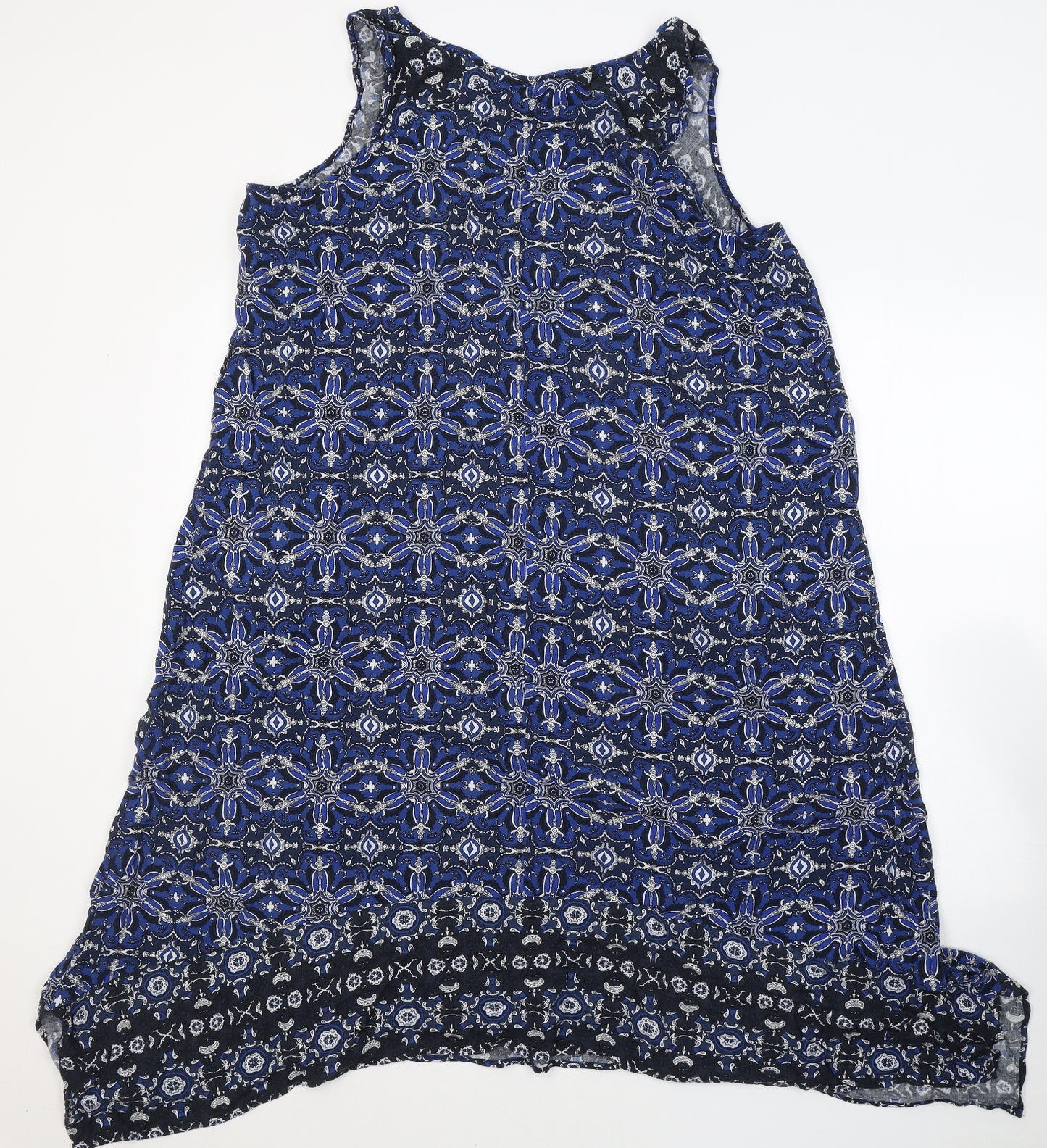 George  Womens Blue Geometric Viscose Tank Dress  Size 20  Round Neck Pullover