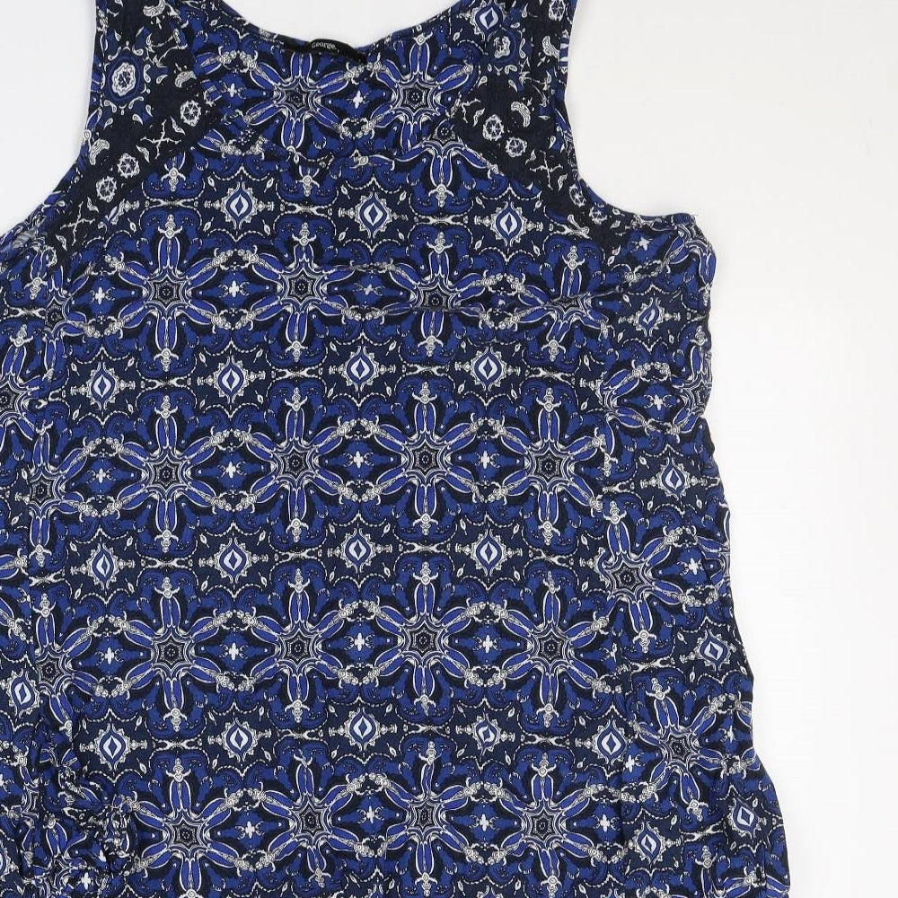 George  Womens Blue Geometric Viscose Tank Dress  Size 20  Round Neck Pullover