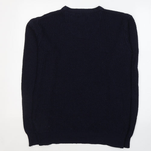 Brave Soul Mens Blue Round Neck  Acrylic Pullover Jumper Size M