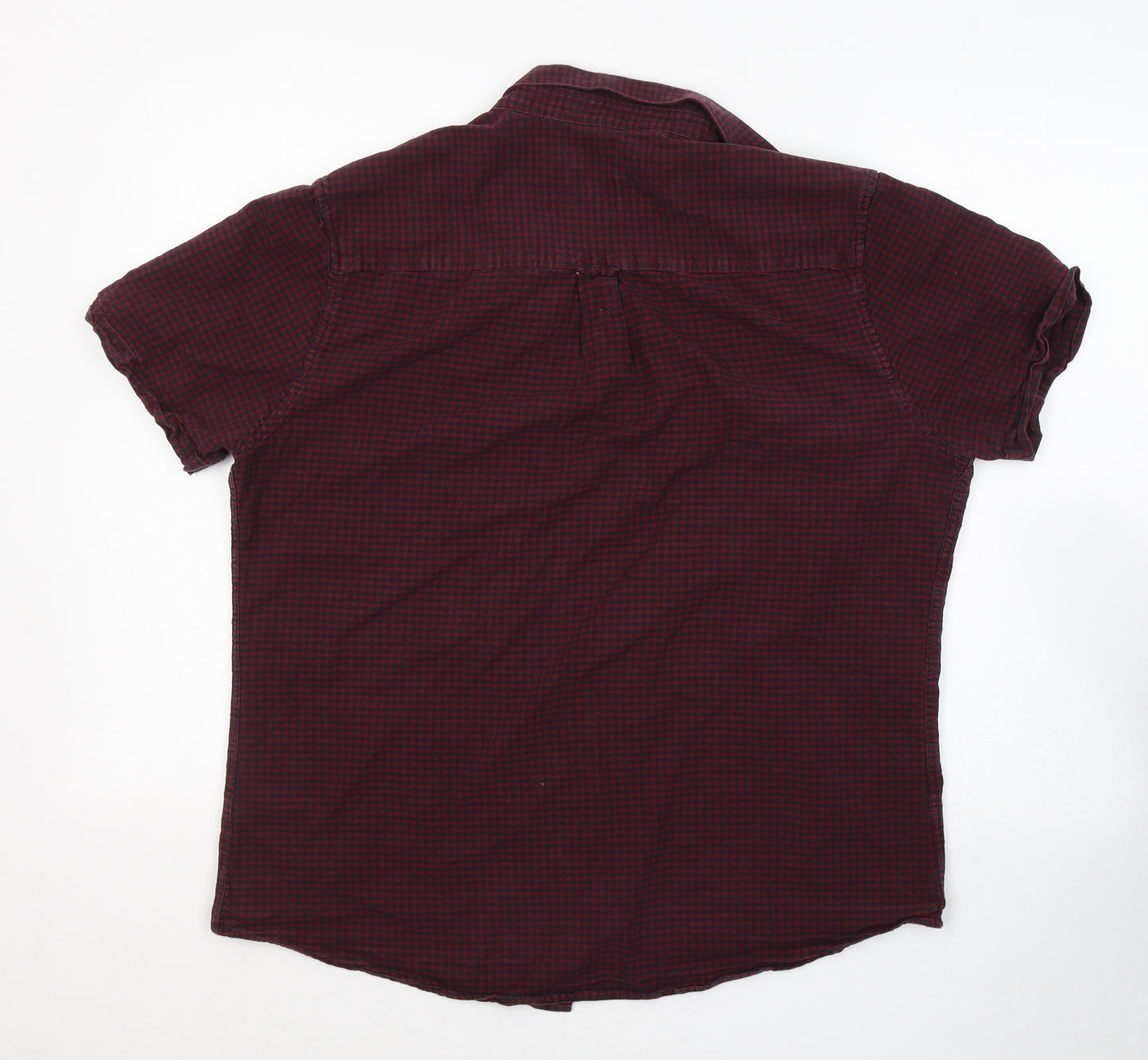 BURTONS MENSWEAR Mens Red Check Cotton  Button-Up Size 44 Collared Button