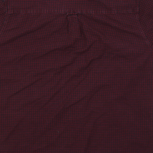 BURTONS MENSWEAR Mens Red Check Cotton  Button-Up Size 44 Collared Button