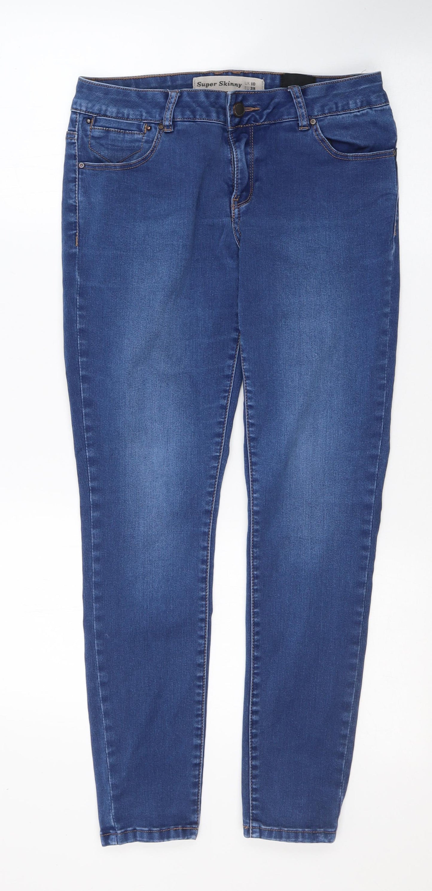New Look Womens Blue  Cotton Skinny Jeans Size 10 L28 in Slim Button