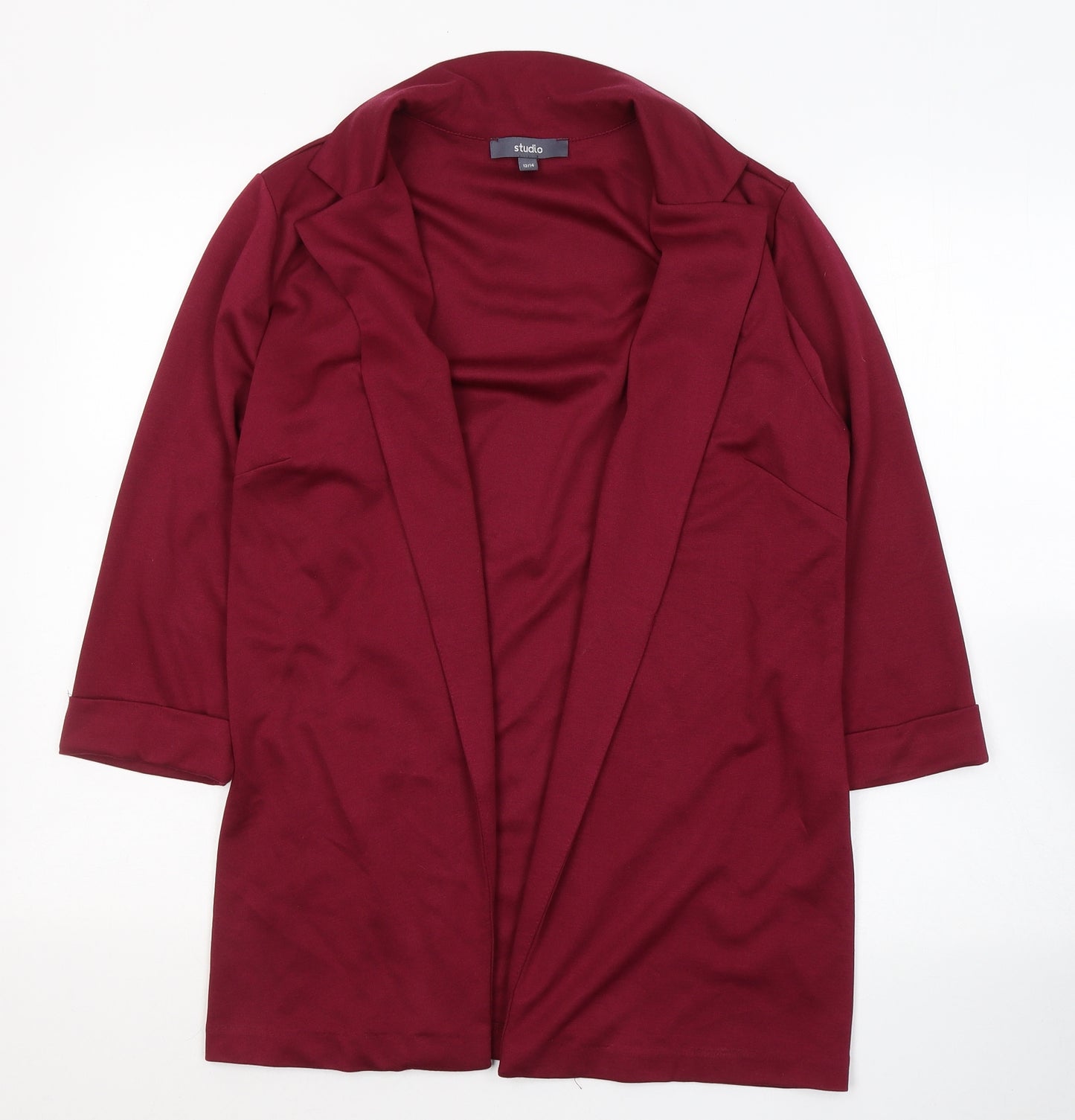 Studio Womens Red V-Neck  Cotton Cardigan Jumper Size 12