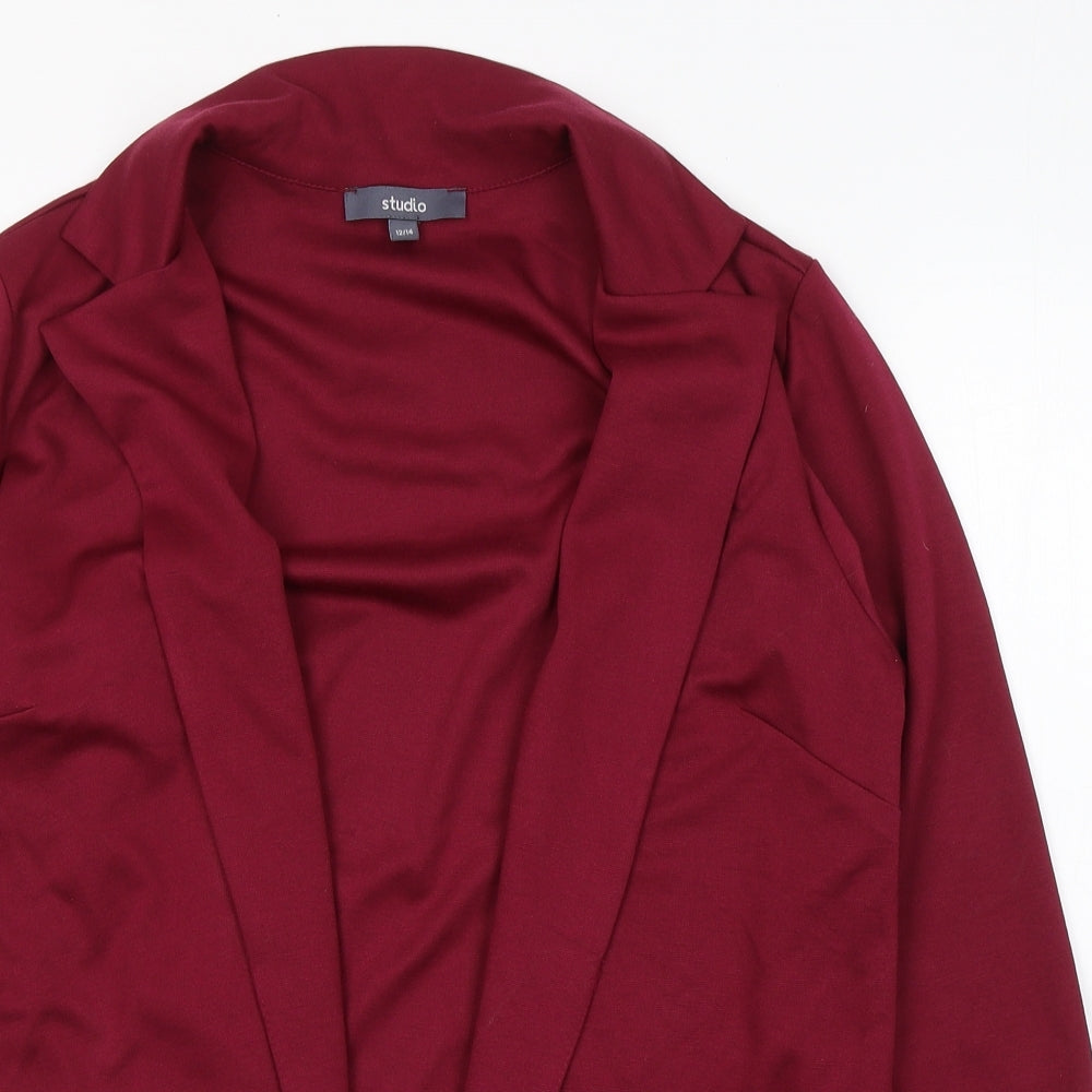 Studio Womens Red V-Neck  Cotton Cardigan Jumper Size 12