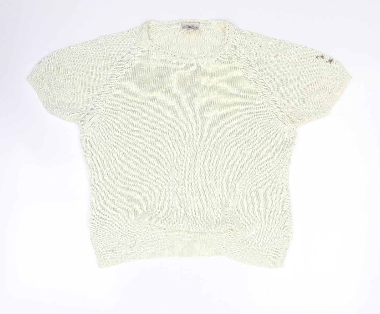Laura Ashley Womens Ivory Round Neck  Cotton Pullover Jumper Size XL