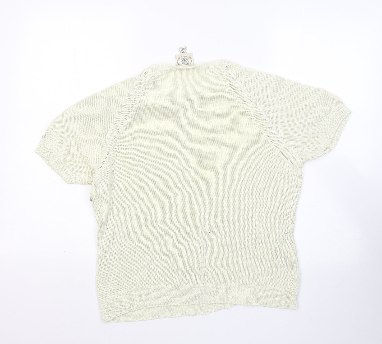 Laura Ashley Womens Ivory Round Neck  Cotton Pullover Jumper Size XL