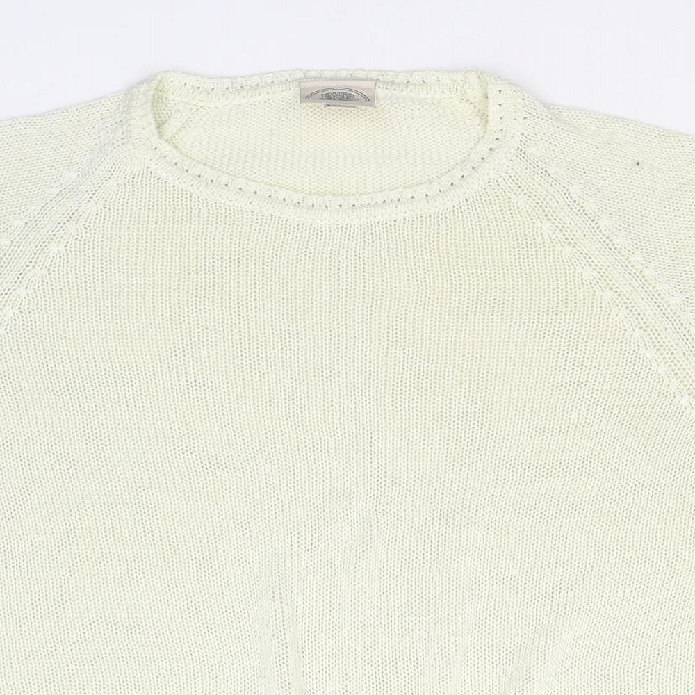 Laura Ashley Womens Ivory Round Neck  Cotton Pullover Jumper Size XL