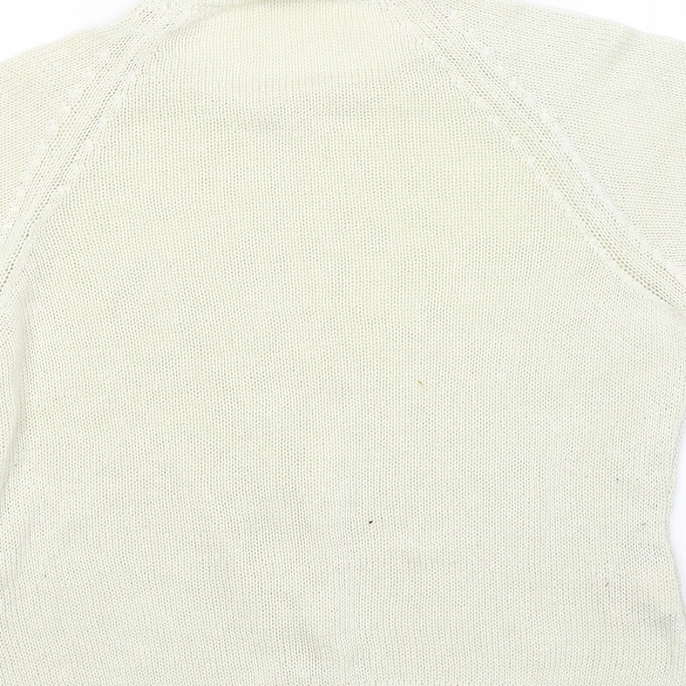 Laura Ashley Womens Ivory Round Neck  Cotton Pullover Jumper Size XL