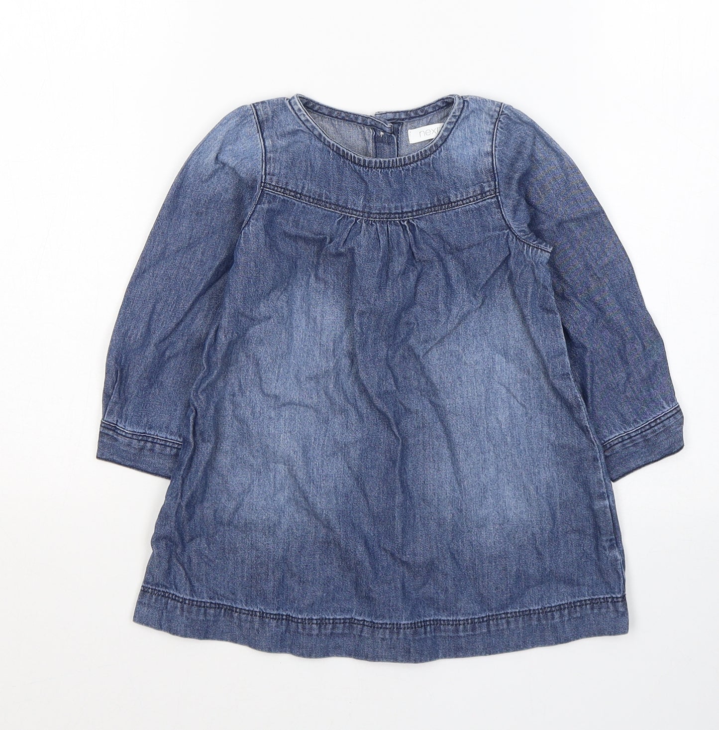 NEXT Girls Blue  Cotton Jumper Dress  Size 12-18 Months  Round Neck Pullover