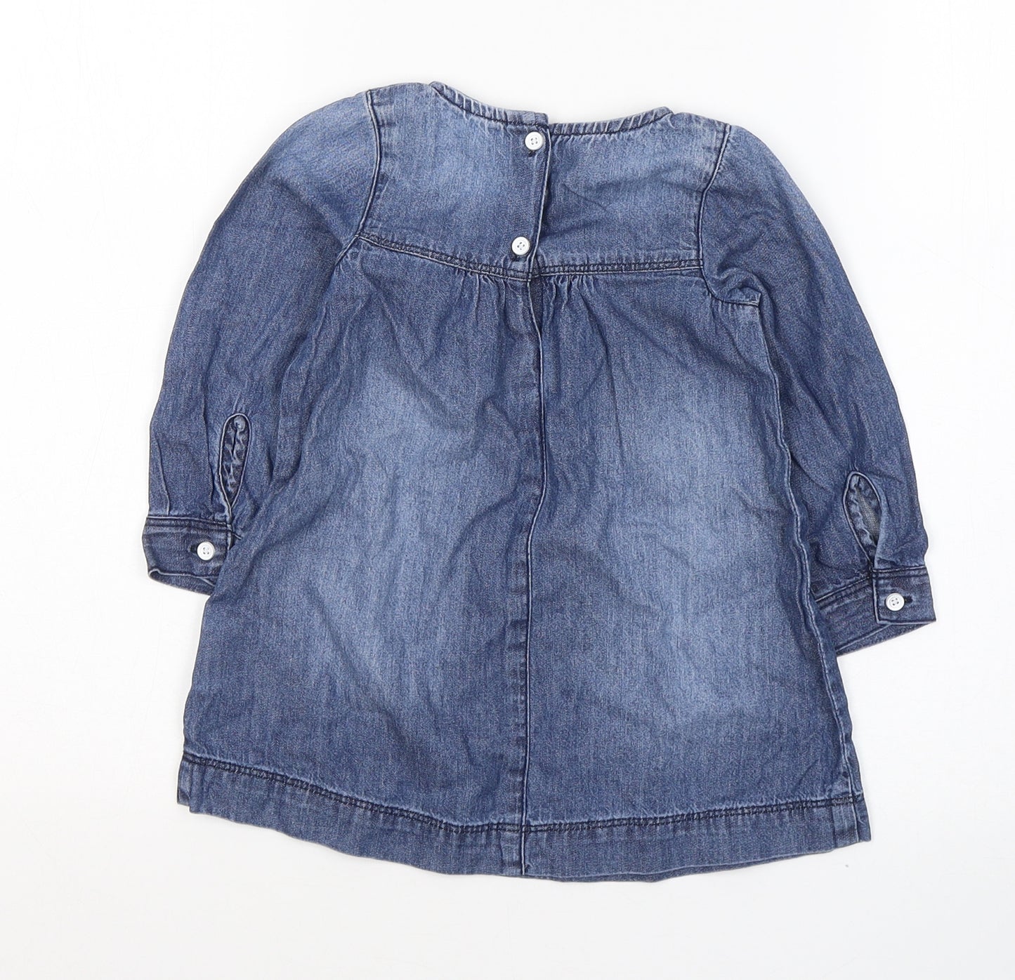 NEXT Girls Blue  Cotton Jumper Dress  Size 12-18 Months  Round Neck Pullover