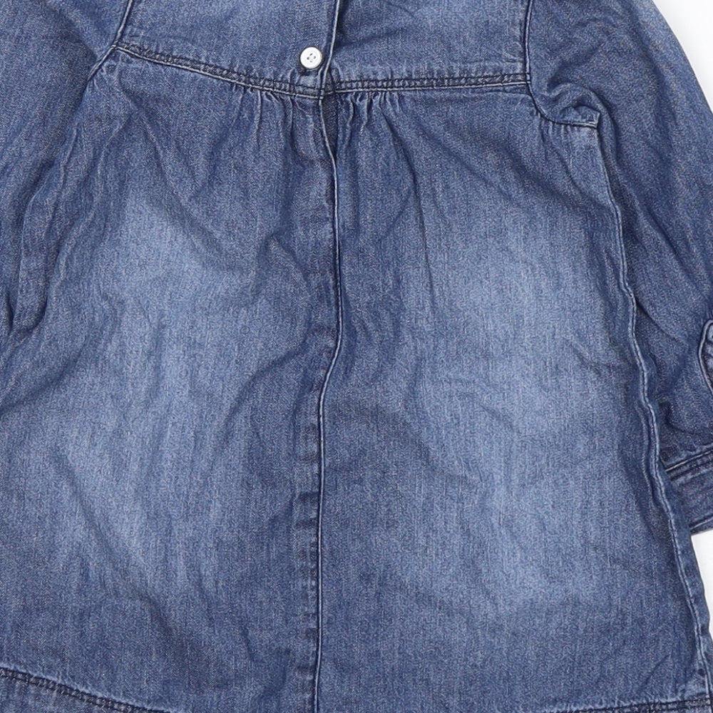 NEXT Girls Blue  Cotton Jumper Dress  Size 12-18 Months  Round Neck Pullover