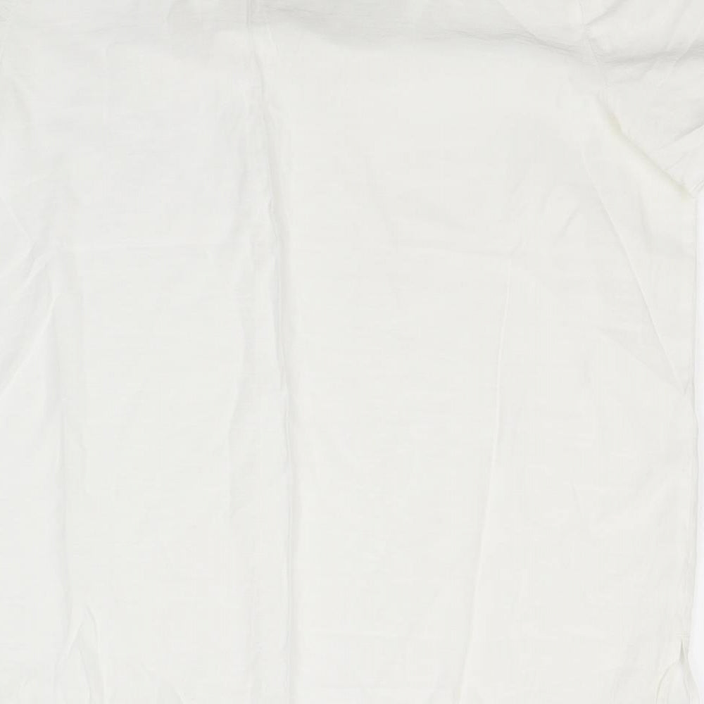 Marks and Spencer Womens White  Viscose Basic T-Shirt Size 14 V-Neck