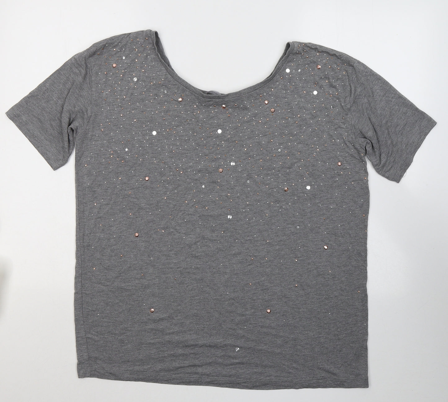 NEXT Womens Grey  Cotton Basic T-Shirt Size 12 Round Neck