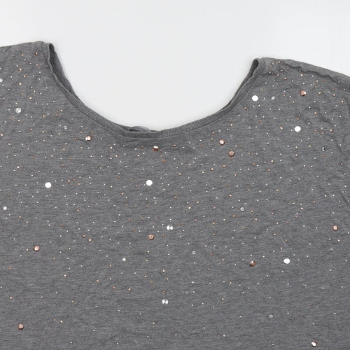 NEXT Womens Grey  Cotton Basic T-Shirt Size 12 Round Neck