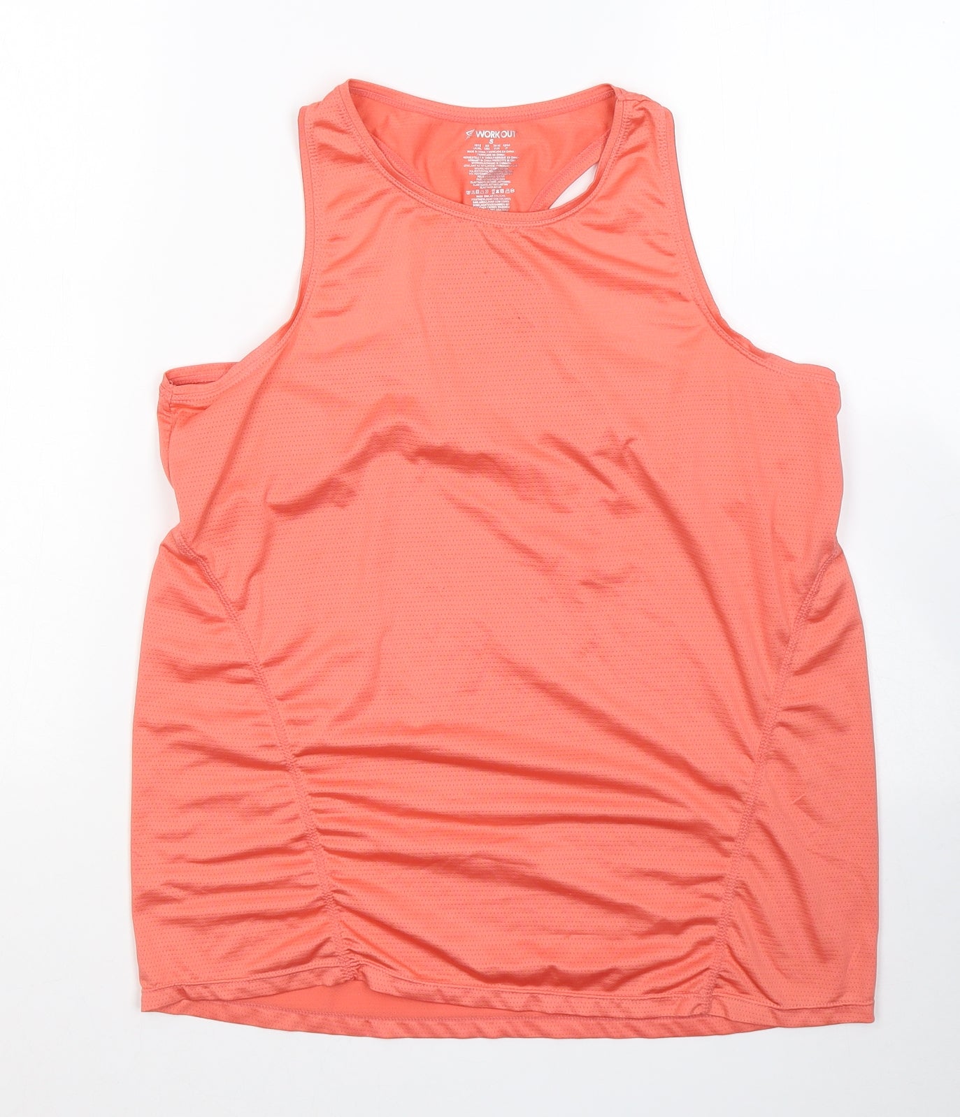 WORKOUT Womens Pink  Polyester Basic Tank Size S Round Neck Pullover