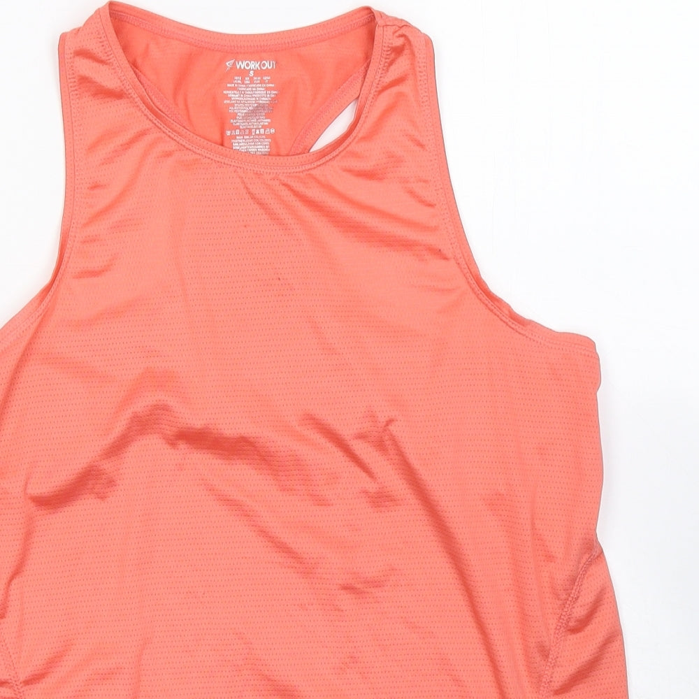 WORKOUT Womens Pink  Polyester Basic Tank Size S Round Neck Pullover