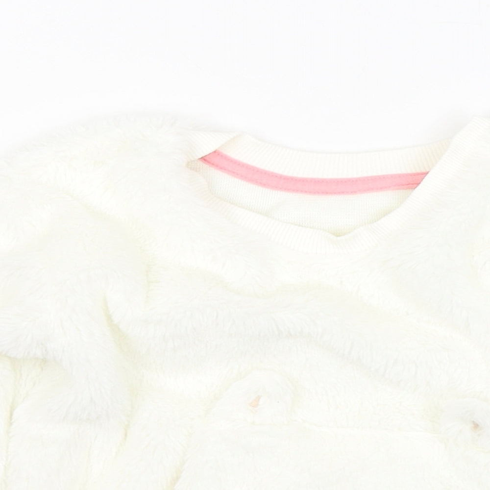 Nutmeg Girls White  Polyester Pullover Sweatshirt Size 2-3 Years  Pullover - Kitty Cat