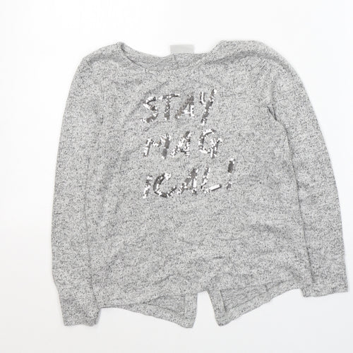 Ilovegirlswear Girls Grey Round Neck  Polyester Pullover Jumper Size 9 Years  Pullover - Stay Magical