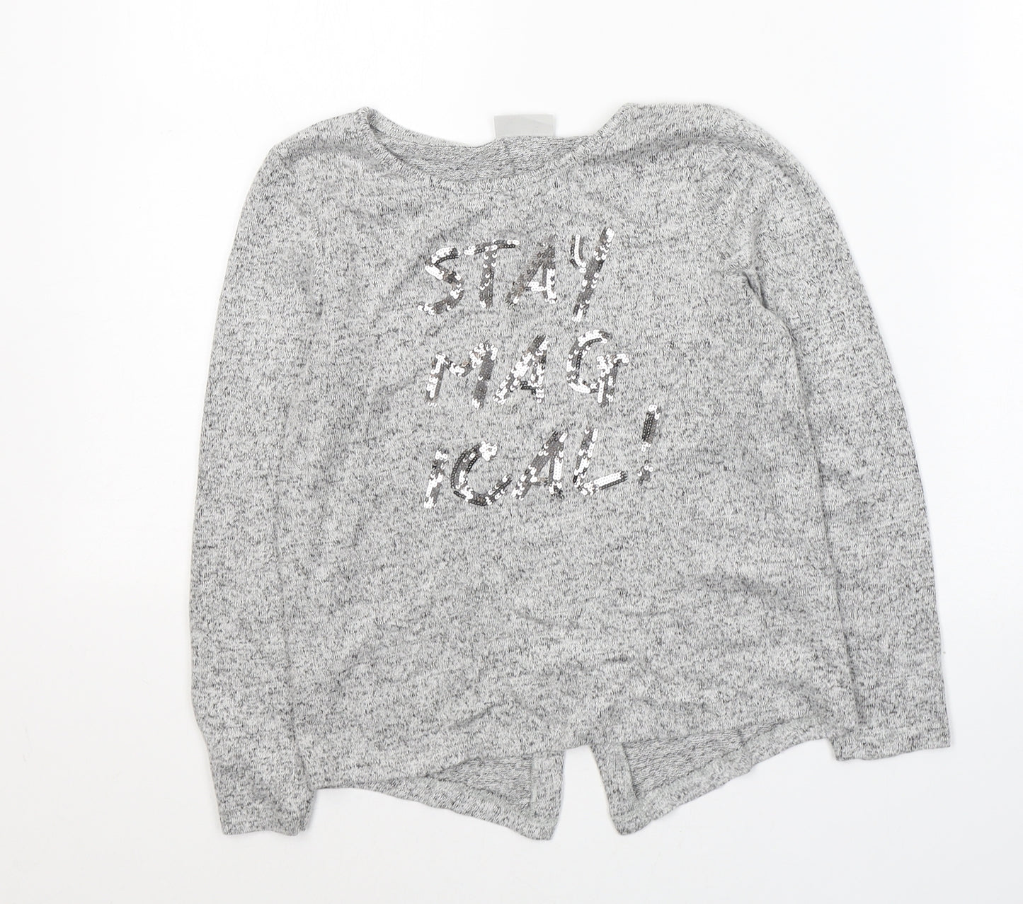 Ilovegirlswear Girls Grey Round Neck  Polyester Pullover Jumper Size 9 Years  Pullover - Stay Magical