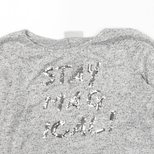 Ilovegirlswear Girls Grey Round Neck  Polyester Pullover Jumper Size 9 Years  Pullover - Stay Magical