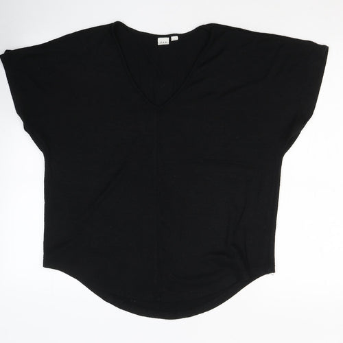Gap Womens Black  Polyester Jersey T-Shirt Size S V-Neck