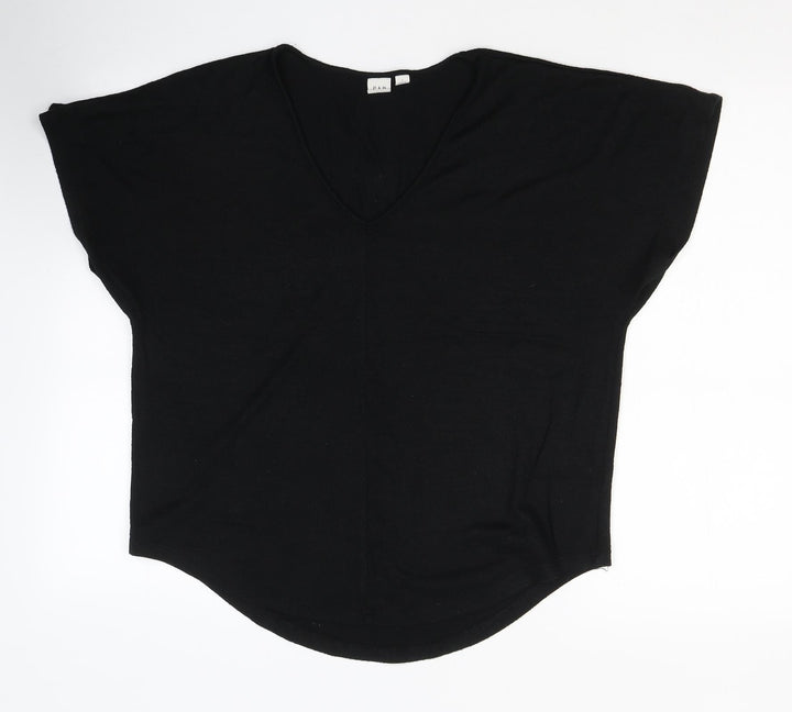 Gap Womens Black Polyester Jersey T-Shirt Size S V-Neck