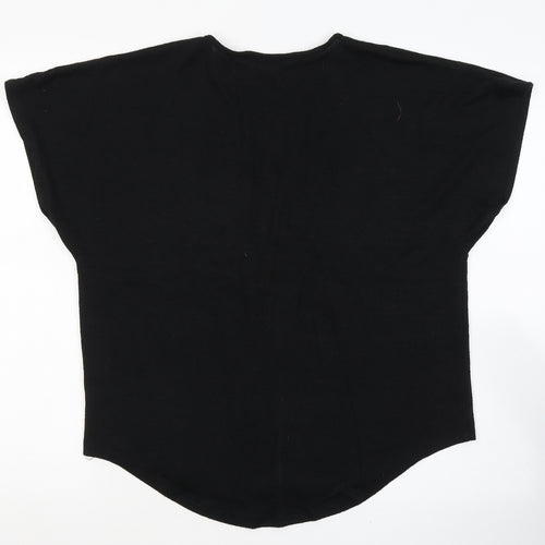 Gap Womens Black  Polyester Jersey T-Shirt Size S V-Neck