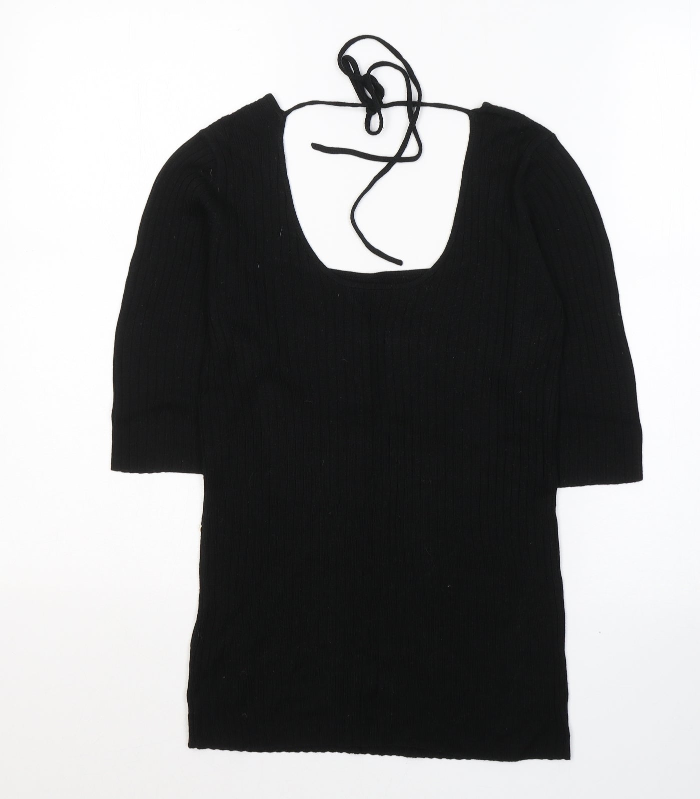 NEXT Womens Black  Viscose Jersey T-Shirt Size 10 Square Neck