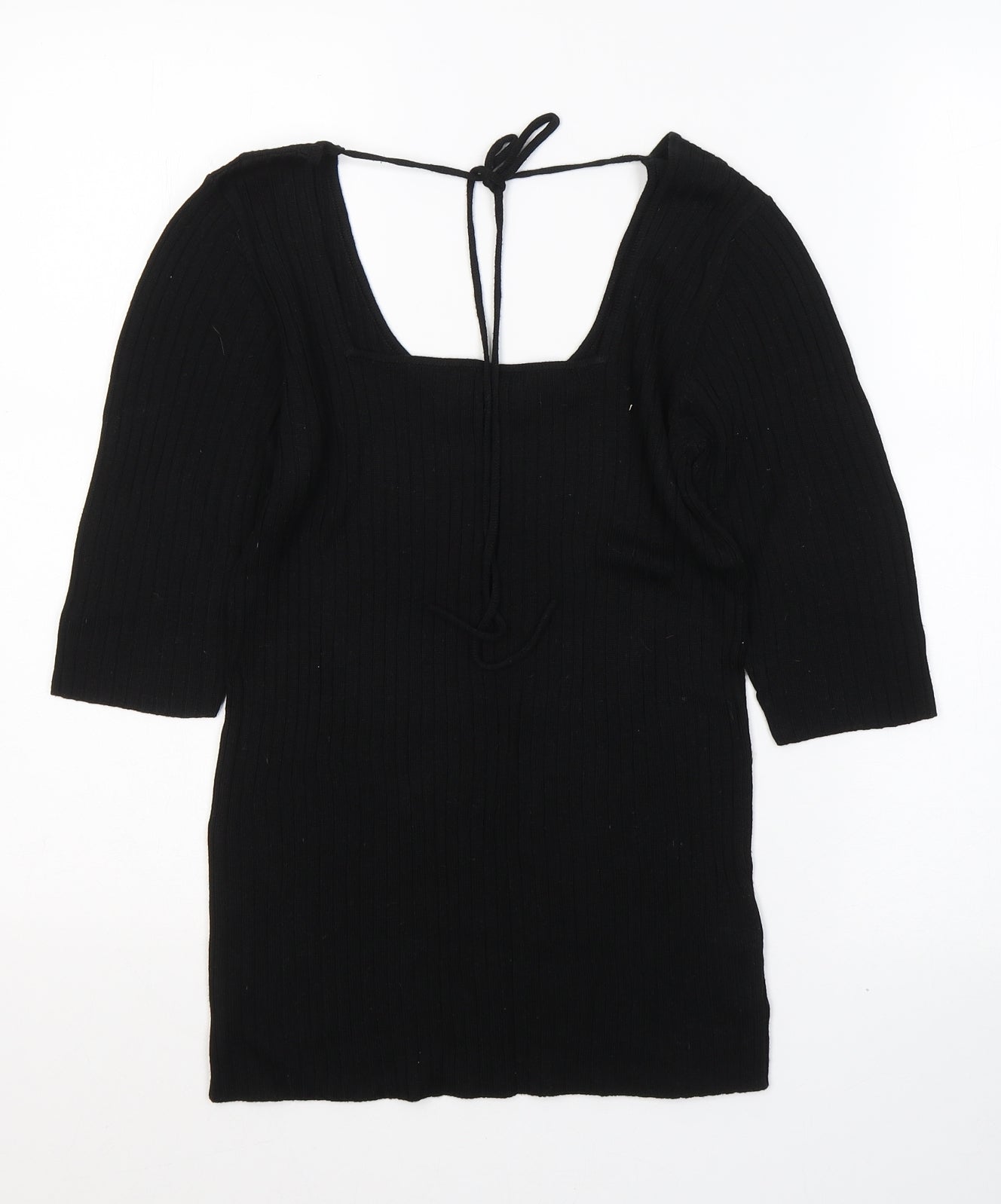 NEXT Womens Black  Viscose Jersey T-Shirt Size 10 Square Neck