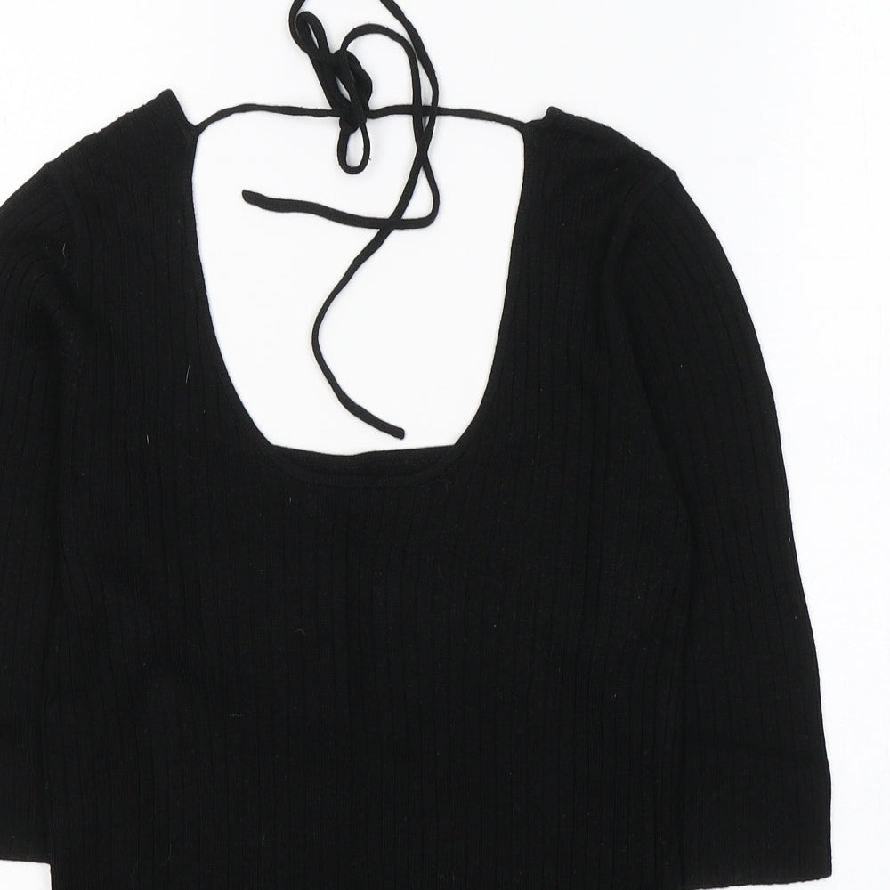 NEXT Womens Black  Viscose Jersey T-Shirt Size 10 Square Neck
