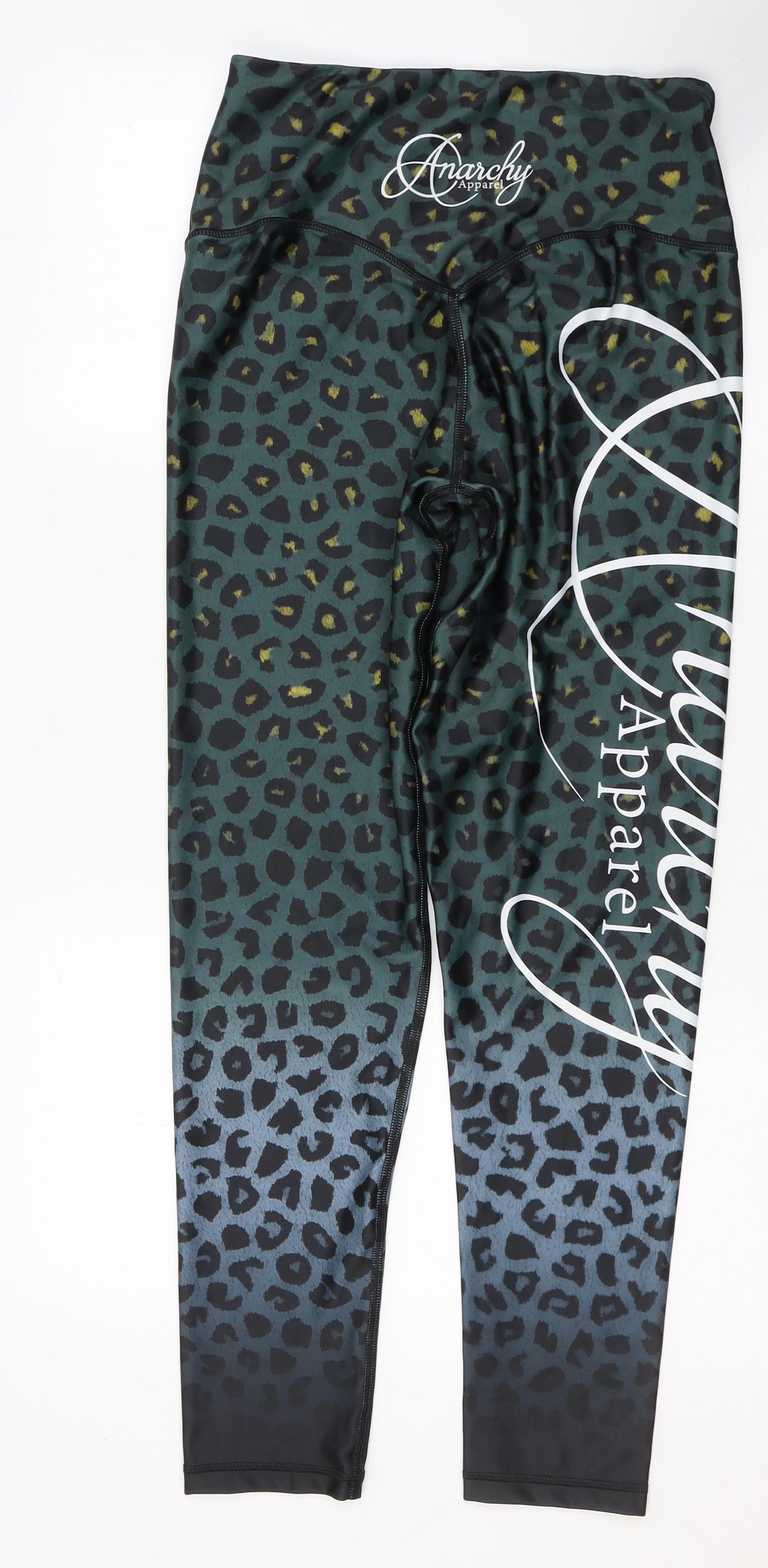 Anarchy Womens Green Animal Print Polyester Compression Leggings Size XL L28 in Regular Pullover
