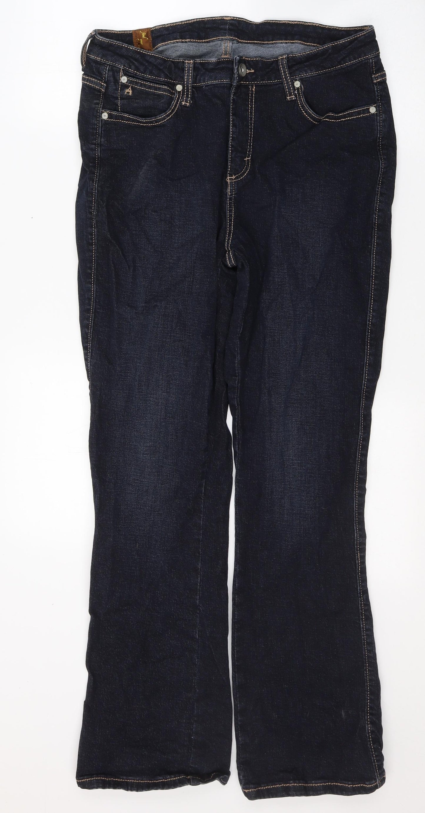AURA Womens Blue  Cotton Straight Jeans Size 10 L31 in Regular Button
