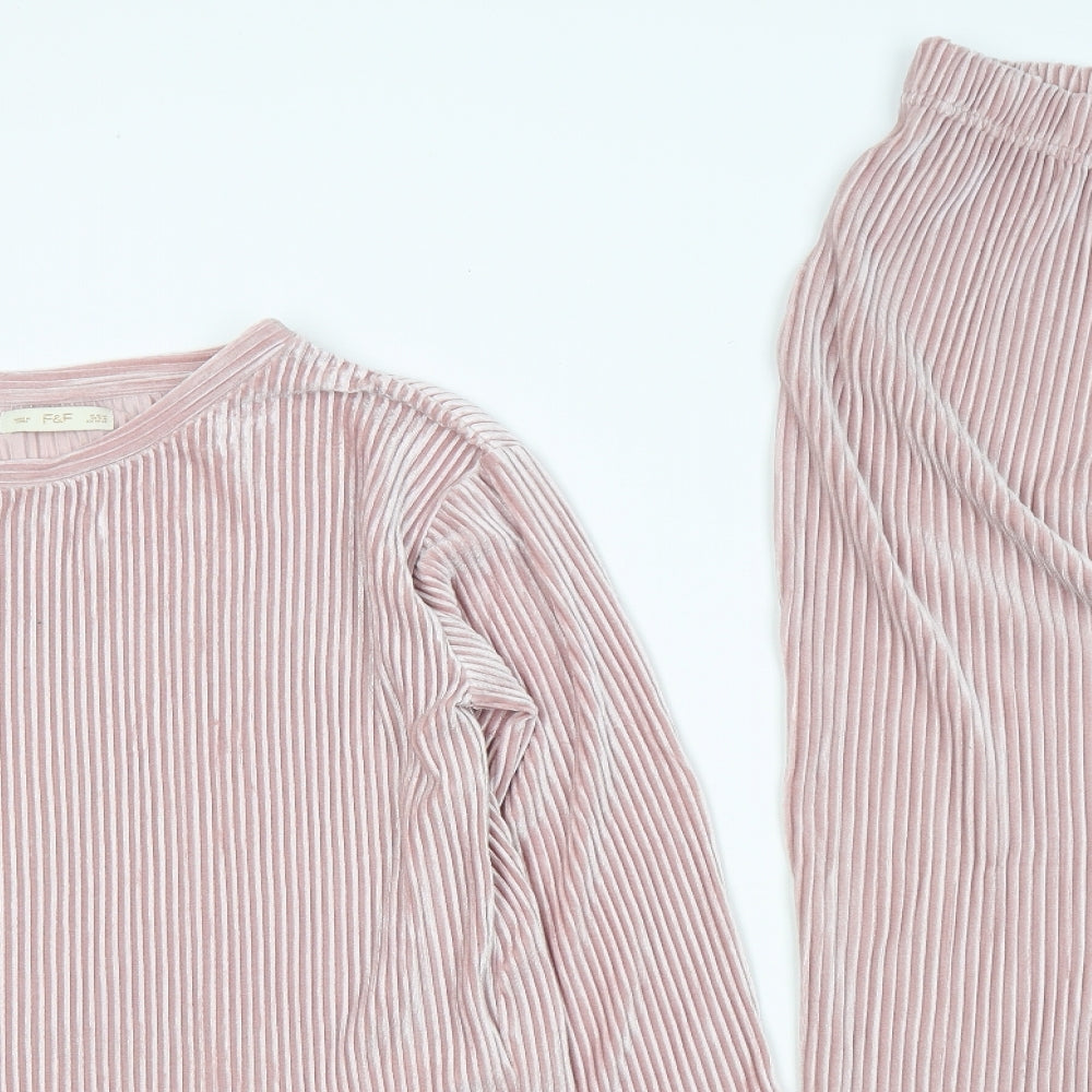 F&F Womens Pink Solid Polyester Cami Lounge Set Size 12