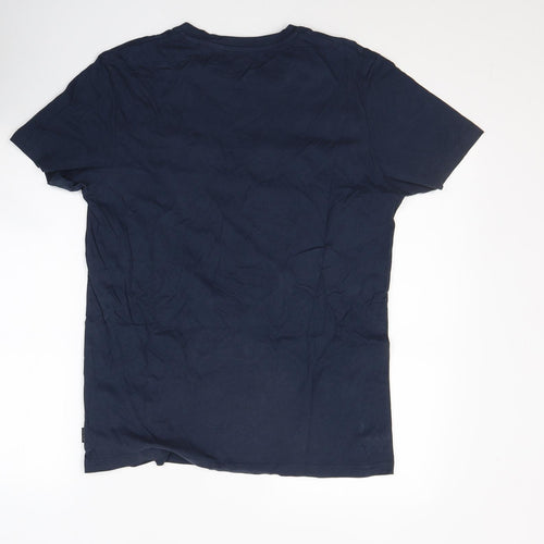 JACK & JONES Mens Blue  Cotton  T-Shirt Size M Round Neck