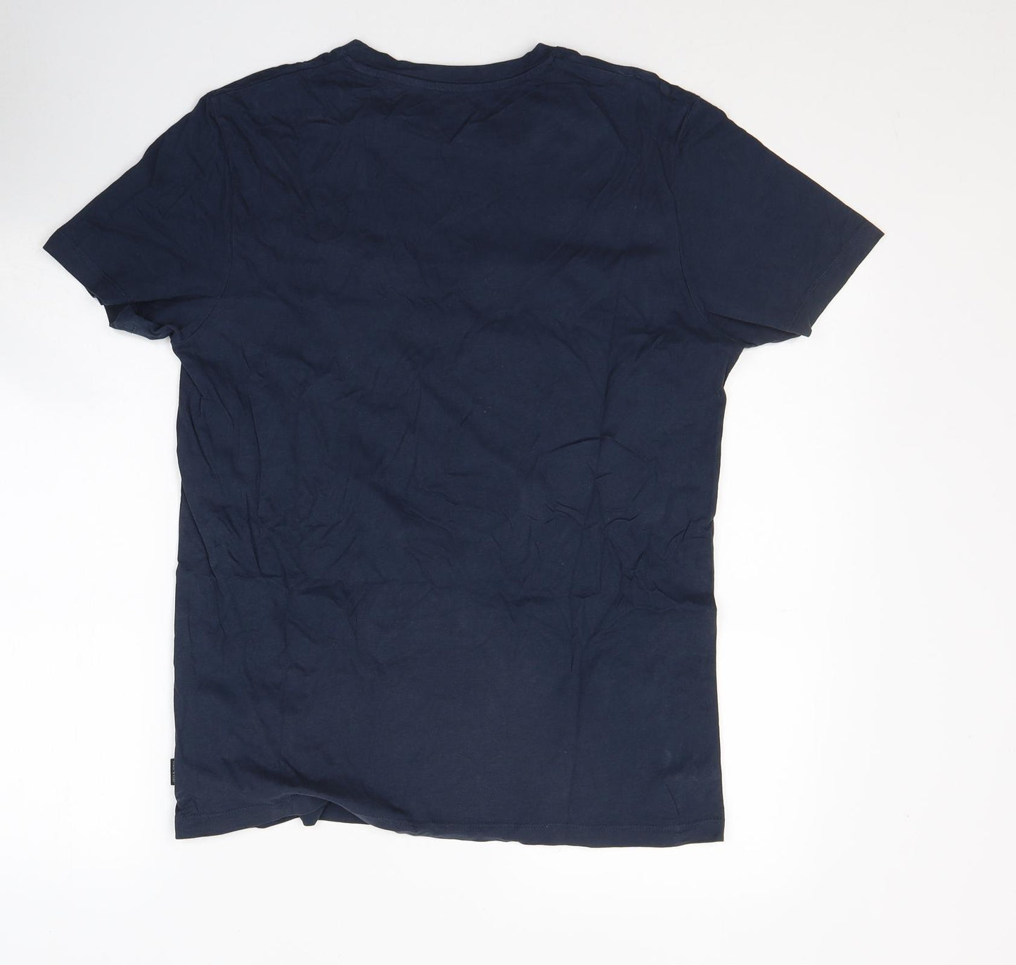 JACK & JONES Mens Blue  Cotton  T-Shirt Size M Round Neck