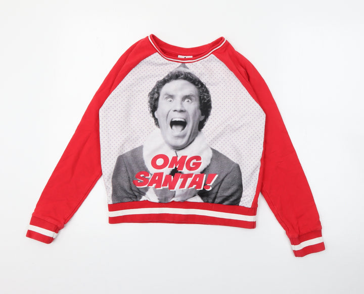 M&Co Boys Red Polka Dot Polyester Pullover Sweatshirt Size 11-12 Years - Elf