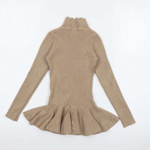 Yoyo S Girls Beige  Cotton Jumper Dress  Size 12 Months  High Neck