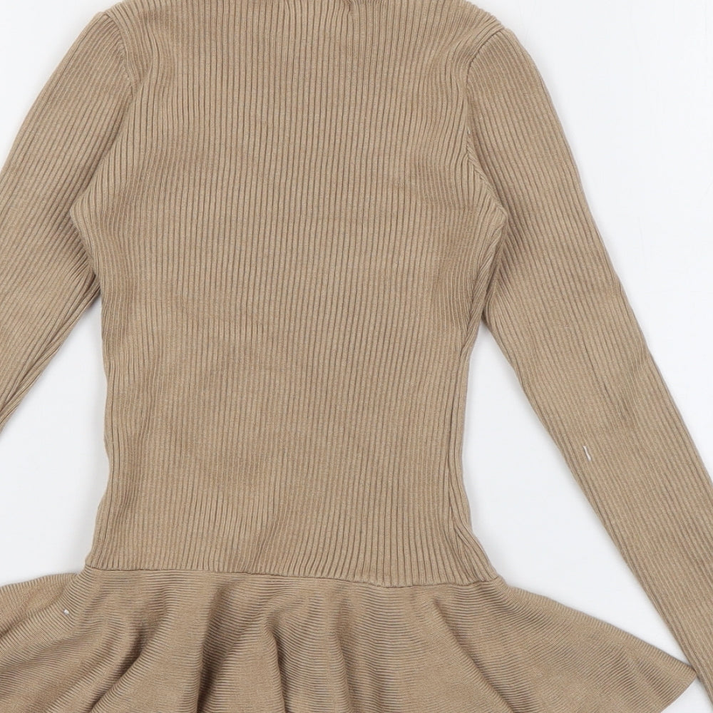 Yoyo S Girls Beige  Cotton Jumper Dress  Size 12 Months  High Neck
