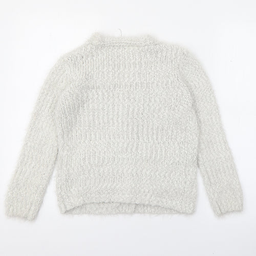 George Girls Ivory V-Neck  Polyester Cardigan Jumper Size 8-9 Years