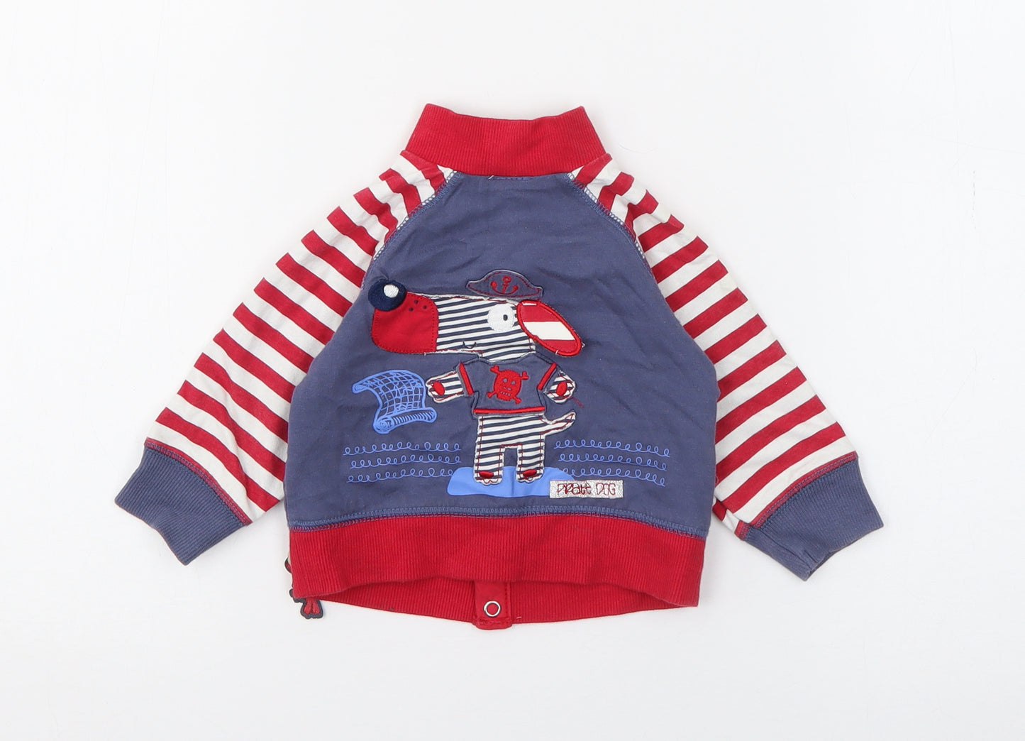 Zip Zap Baby Red Striped  Jacket  Size 3-6 Months   Snap