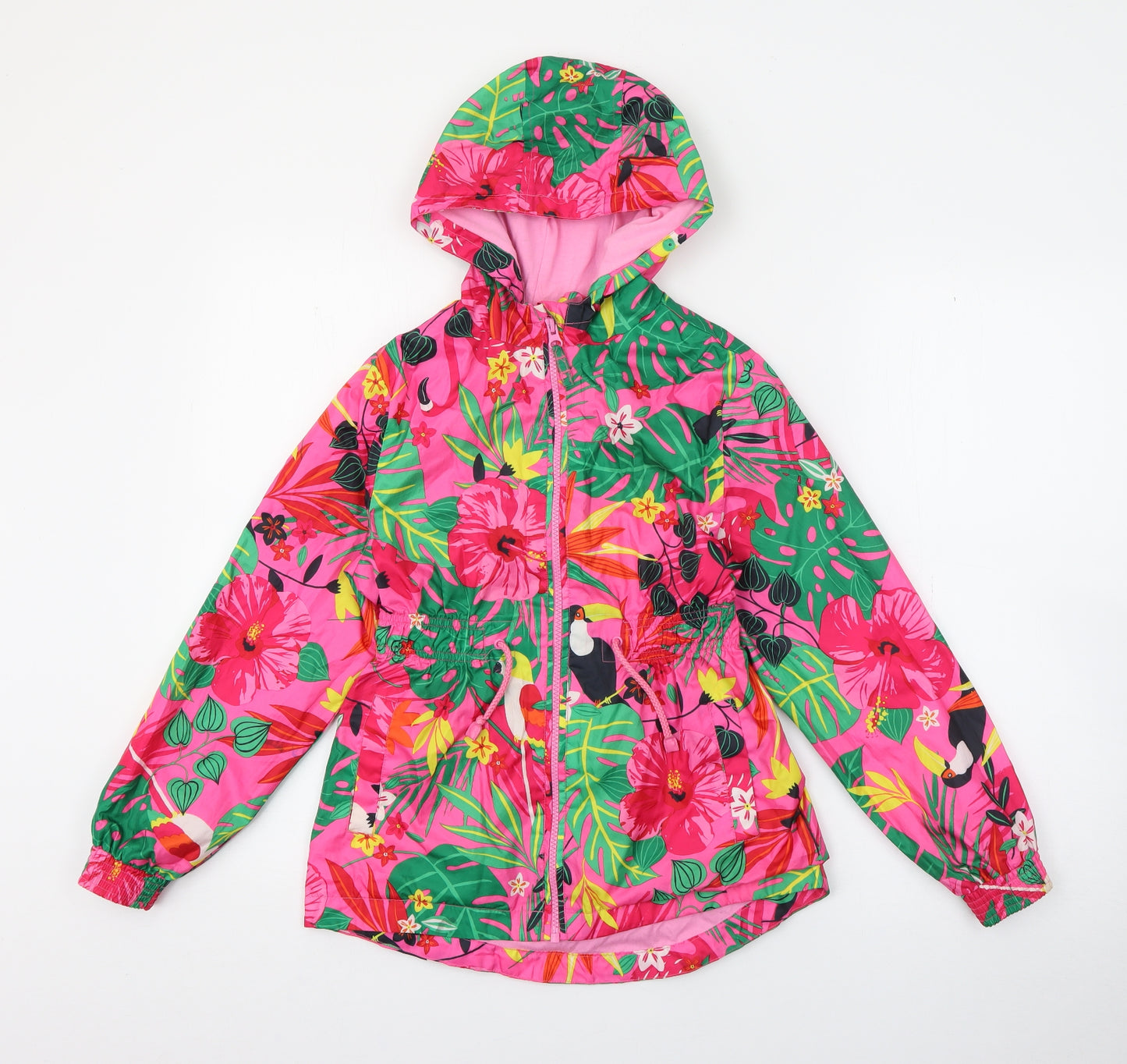 George Girls Pink Floral  Rain Coat Coat Size 9 Years  Zip