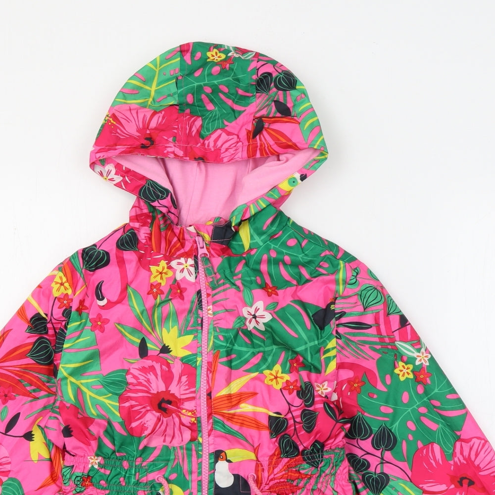 George Girls Pink Floral  Rain Coat Coat Size 9 Years  Zip