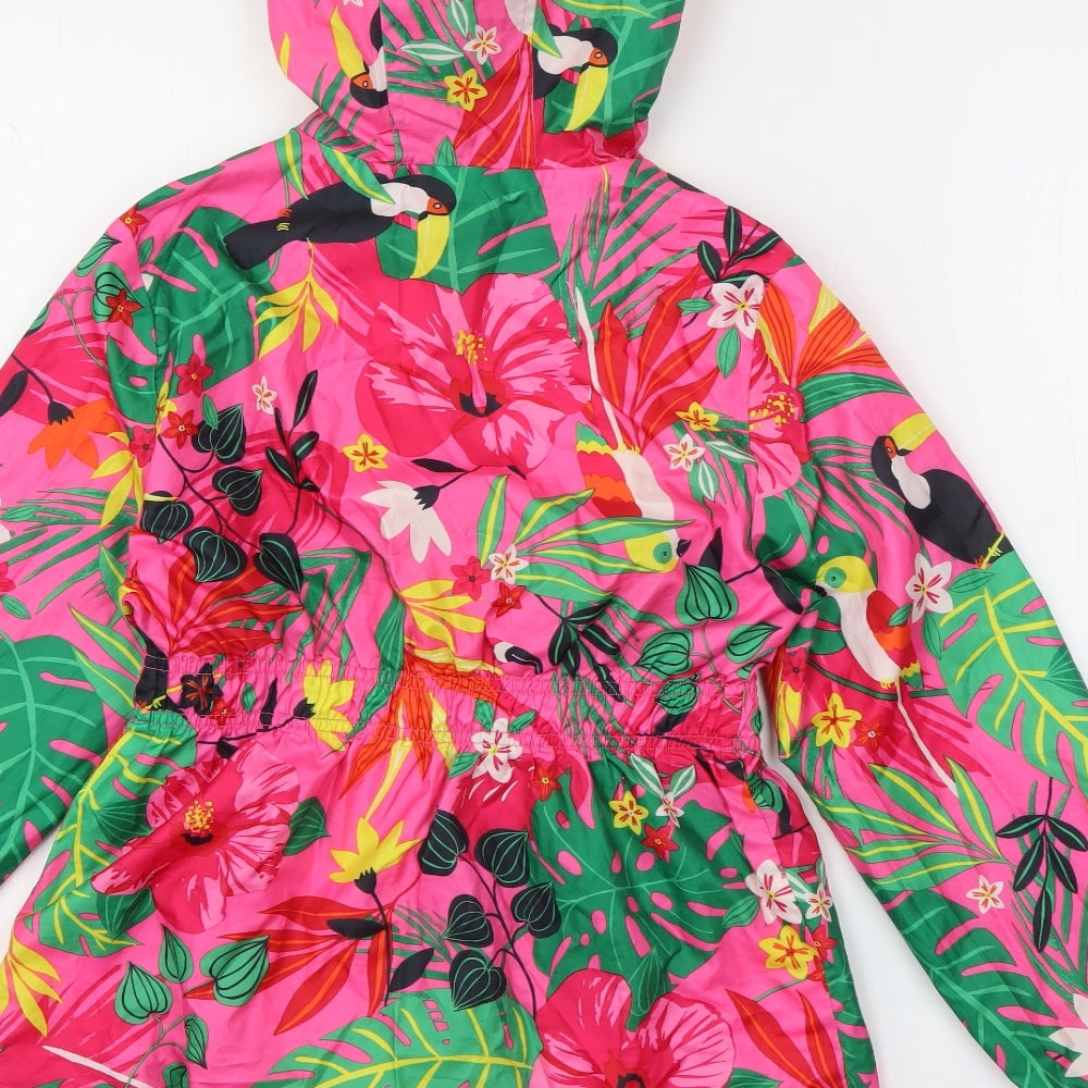 George Girls Pink Floral  Rain Coat Coat Size 9 Years  Zip