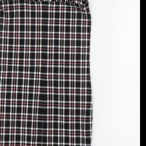 New Look Girls Black Plaid Viscose Shift  Size 9 Years  Square Neck Zip