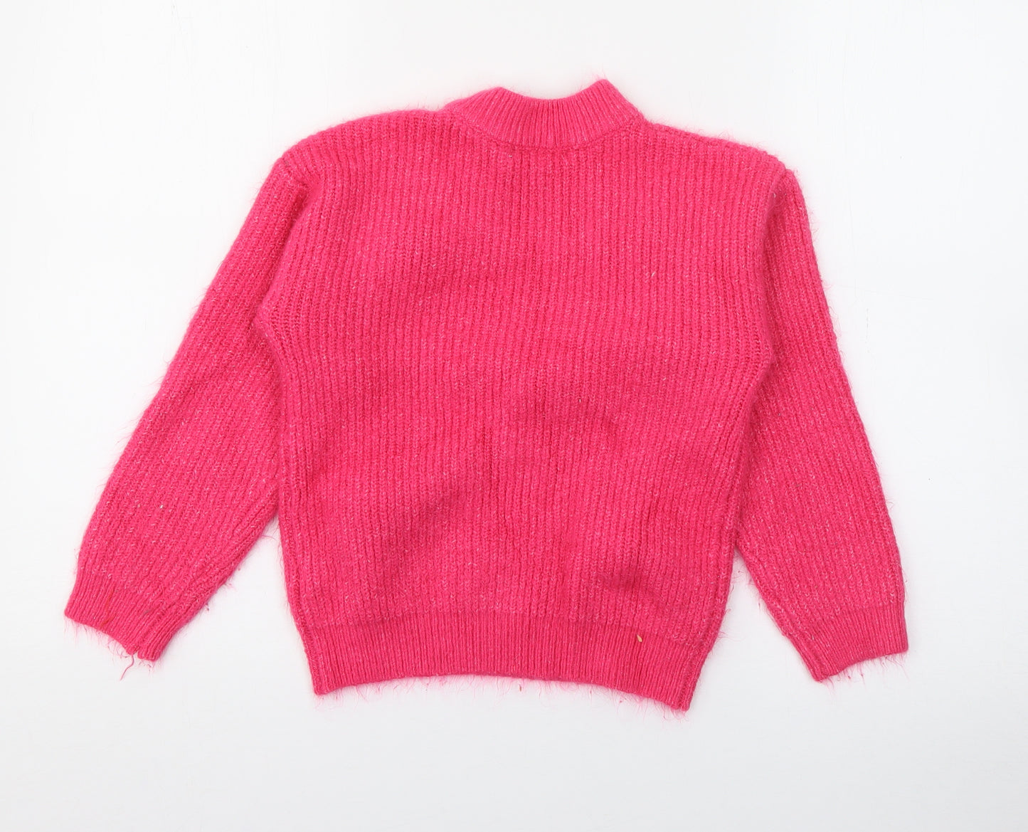 Marks and Spencer Girls Pink Crew Neck  Acrylic Pullover Jumper Size 10-11 Years